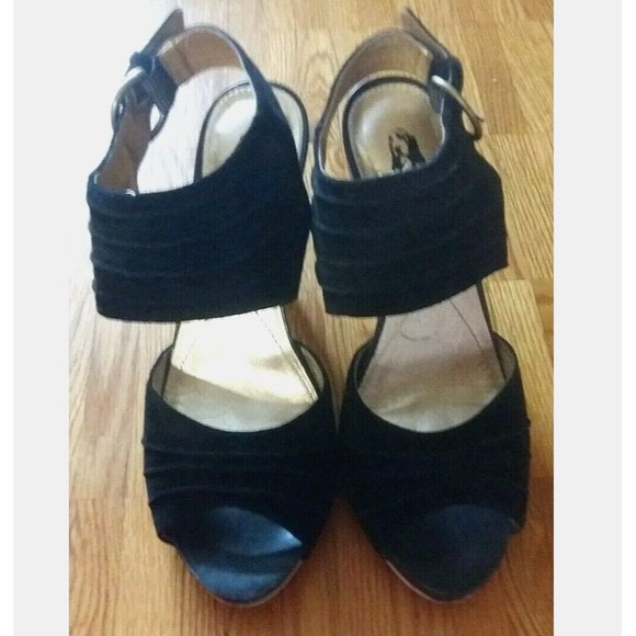Hush Puppies suede comfy strappy black open toe sandals heels shoes - Picture 6 of 13